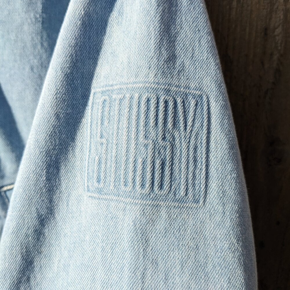 Stussy Denim Chore Jacket Men's Small Hoodie Barn Coat Jean Parka Workwear - Picture 8 of 16